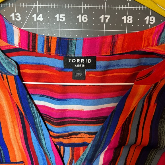 Torrid Harper Colorful Striped Blouse Top - Picture 2 of 9